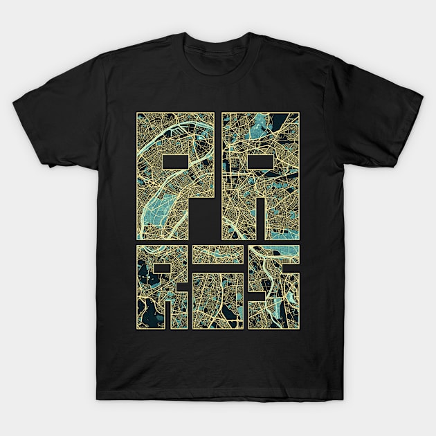 Paris, France City Map Typography - Summer T-Shirt by deMAP Studio
